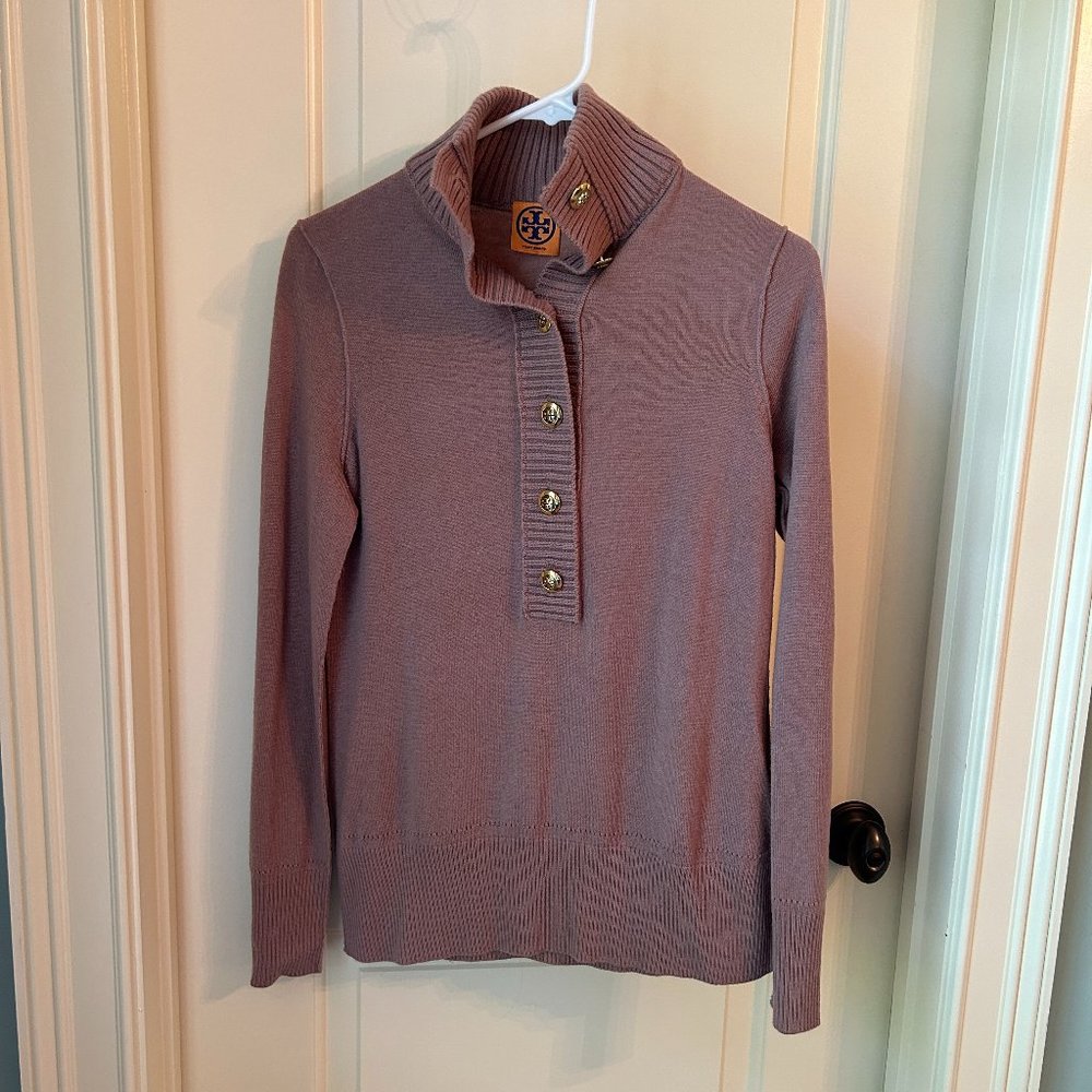 Tory Burch soft brown henley sweater